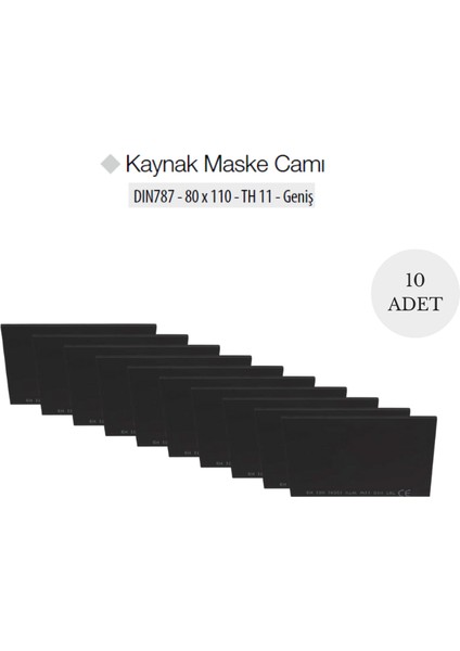 6011 Kaynak Maske Camı 787 Siyah 110 x 80 mm - 10 Adet