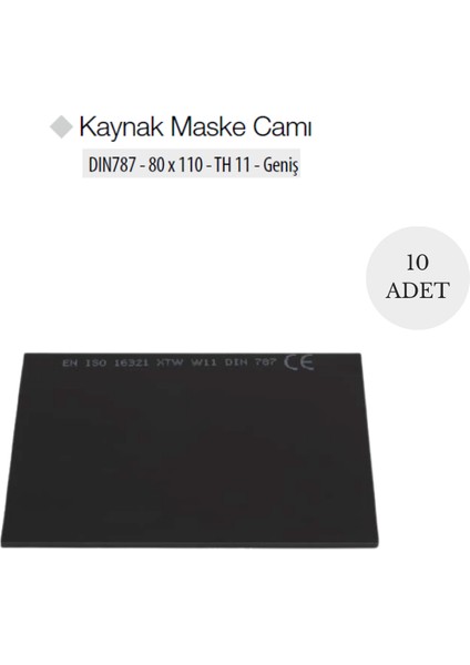 6011 Kaynak Maske Camı 787 Siyah 110 x 80 mm - 10 Adet fiyatları