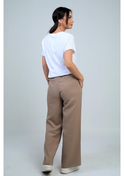 Kadın Beli Lastikli Bağcıklı Yandan Cepli Palazzo Pantolon fırsatları