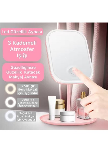 Şarjlı LED Işıklı Makyaj Aynası LED Dokunmatik Makyaj Aynası Oynar Başlıklı 3 Modlu USB Şarjlı fiyatları