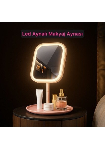 Şarjlı LED Işıklı Makyaj Aynası LED Dokunmatik Makyaj Aynası Oynar Başlıklı 3 Modlu USB Şarjlı modelleri