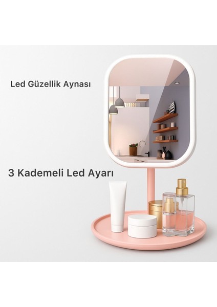 Şarjlı LED Işıklı Makyaj Aynası LED Dokunmatik Makyaj Aynası Oynar Başlıklı 3 Modlu USB Şarjlı indirimleri