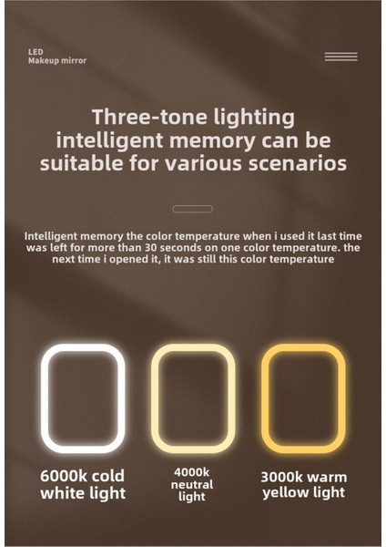 Şarjlı LED Işıklı Makyaj Aynası LED Dokunmatik Makyaj Aynası Oynar Başlıklı 3 Modlu USB Şarjlı