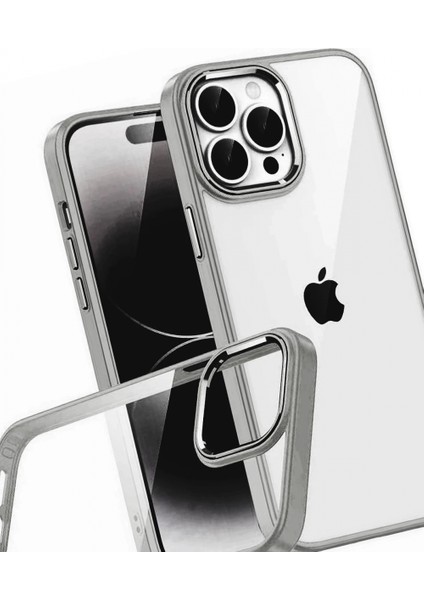 Apple iPhone 15 Pro Max Lensli Silikon - Titan Gri modelleri