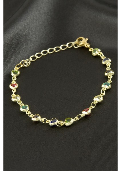 Kalp Kristal Taşlı Çelik Bileklik