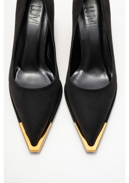 Lıora Siyah Süet altın Detaylı Kadın Blok Topuklu Topuklu Ayakkabı fiyatları