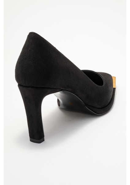 Lıora Siyah Süet altın Detaylı Kadın Blok Topuklu Topuklu Ayakkabı indirimleri