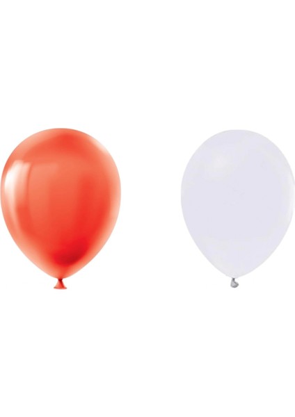 Kıka 100 Kırmızı - 100 Beyaz Balon (200 Adet )