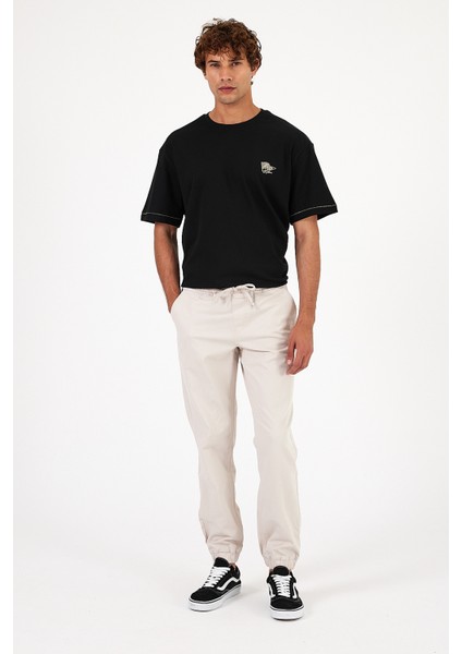 Simon Slim Fit Gabardin Jogger Pantolon-Taş