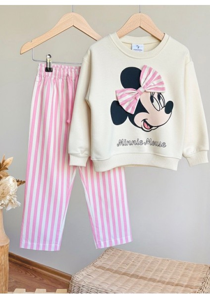 Barbosa Sweatshirt ve Kot Canvas Dokuma Pantolon Kız Çoçuk Tak (Daisy Duck - Minnie Mause 3D Fiyonk) fiyatları