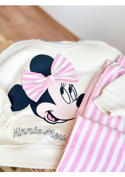 Barbosa Sweatshirt ve Kot Canvas Dokuma Pantolon Kız Çoçuk Tak (Daisy Duck - Minnie Mause 3D Fiyonk) fırsatları