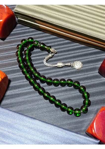 Yeşil Renkli Çubuk Kehribar Tesbih Küre Kesim fiyatları