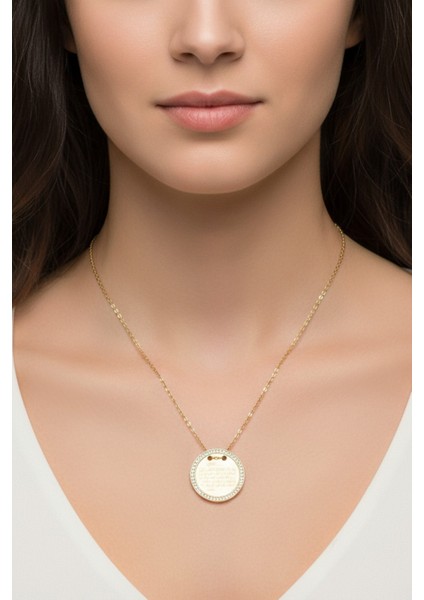 Zirkon Taşlı Ayetel Kürsi Dualı Çelik Kolye modelleri