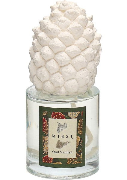 Yılbaşı 100 ml Kozalak Seramik Taşlı Oud Vanilya Oda Kokusu