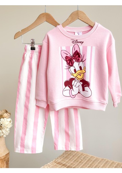 Barbosa Sweatshirt ve Kot Canvas Dokuma Pantolon Kız Çoçuk Tak (Daisy Duck - Minnie Mause 3D Fiyonk) fiyatları