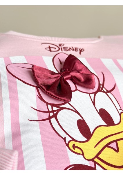 Barbosa Sweatshirt ve Kot Canvas Dokuma Pantolon Kız Çoçuk Tak (Daisy Duck - Minnie Mause 3D Fiyonk) modelleri
