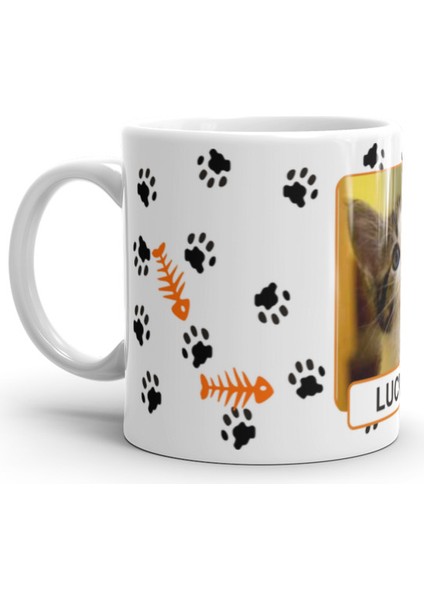 Kişiye Özel Kedi Tasarımlı Isim ve Resim Baskılı Seramik Kupa Bardak