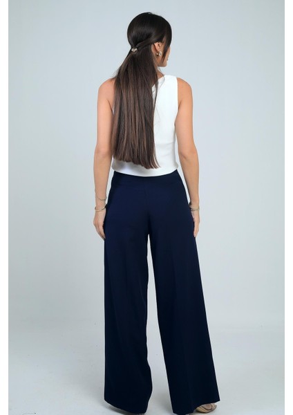 Kadın Yandan Fermuarlı Bol Paça Çakızlı Pantolon fırsatları