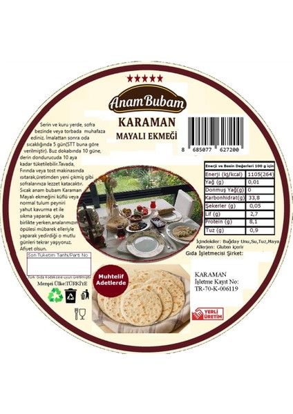 Karaman Mayalısı (Mayalı Ekmek) Bazlama 15 Adet