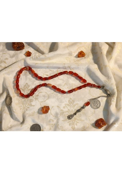 Beyzi Kesim Ateş Kehribar Tesbih – Bal Renk