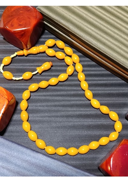 Sarı Renkli Çubuk Kehribar Tesbih Beyzi Kesim Sistemli fiyatları