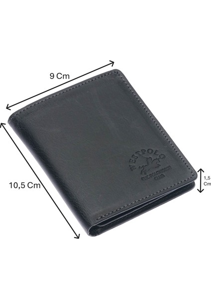 Kağıt Para ve Bol Kart Bölmeli Unisex Crazy Eskitme Hakiki Deri Cüzdan Kartlık - Antrasit