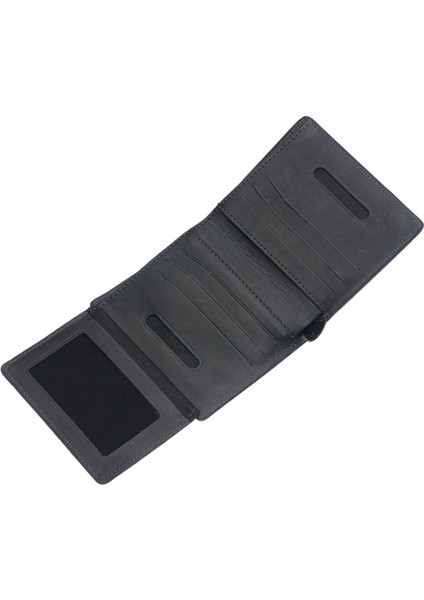 Kağıt Para ve Bol Kart Bölmeli Unisex Crazy Eskitme Hakiki Deri Cüzdan Kartlık - Antrasit fırsatları