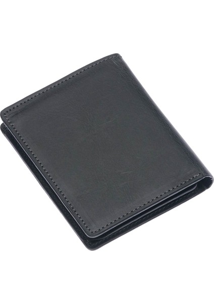 Kağıt Para ve Bol Kart Bölmeli Unisex Crazy Eskitme Hakiki Deri Cüzdan Kartlık - Antrasit