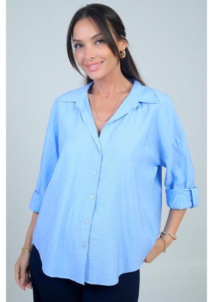 Kadın Kol Katlamalı Lyocell Gömlek modelleri