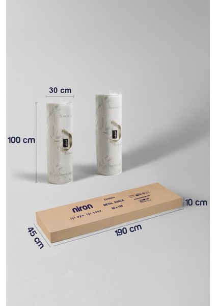 Einstein Metal Ranza + 2 Adet Bambo Yatak – 90X190 cm | Tek Kişilik Yataklı Ayrılabilir Metal Ranza