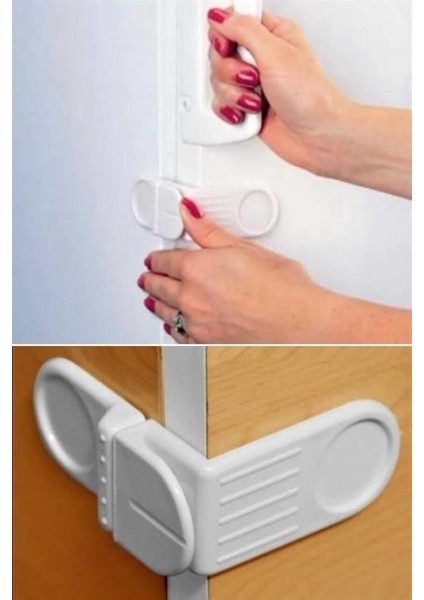 Buffer® Bebek Çocuk Güvenlik Çekmece ve Dolap Için Kendiliğinde Yapışkanlı Vidasız Köşe Kapak Kilidi indirimleri