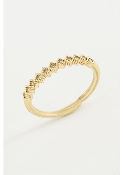 Baklava Şekli Taşlı Metal Yüzük