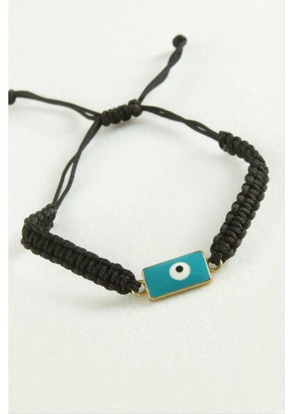 Nazar Dikdörtgen Makrome Ip Bileklik