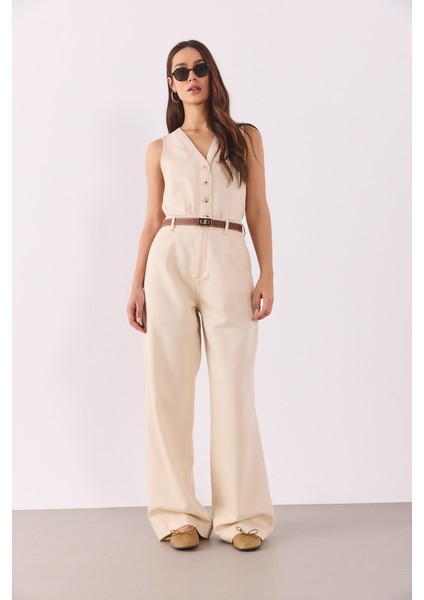 Clara Wide Leg Off White Palazzo Pantolon(Tencel)(Tm)-Off White modelleri
