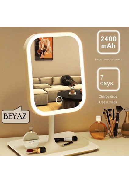 Şarjlı LED Işıklı Makyaj Aynası LED Dokunmatik Makyaj Aynası Oynar Başlıklı 3 Modlu USB Şarjlı