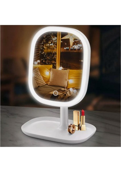 Şarjlı LED Işıklı Makyaj Aynası LED Dokunmatik Makyaj Aynası Oynar Başlıklı 3 Modlu USB Şarjlı