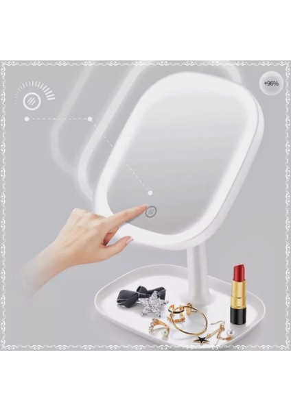 Şarjlı LED Işıklı Makyaj Aynası LED Dokunmatik Makyaj Aynası Oynar Başlıklı 3 Modlu USB Şarjlı
