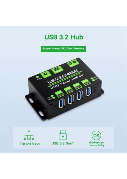 Waveshare Usb3.2 Hub 4u Genişletilmiş 4 Yollu USB 3.2gen1 Arayüzü 5gbps Endüstriyel Sınıf Hub Adaptörü Windows Macos ile Uyumlu (Yurt Dışından) indirimleri