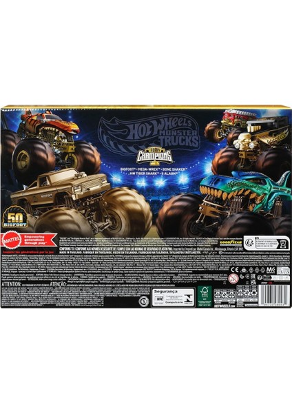JDW07 Hot Wheels Monster Trucks Bigfoot Trophy Şampiyonları Araba ve Kamyon Çokl indirimleri