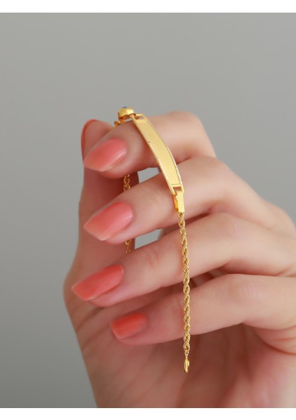 14 Ayar Altın Halat Zincirli Bebek Çocuk Künyesi