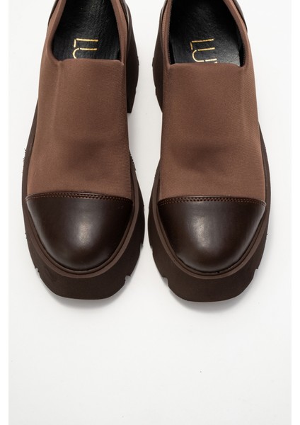 Grena Kahverengi Cilt Scuba Kadın Kalın Tabanlı Günlük Ayakkabı fiyatları