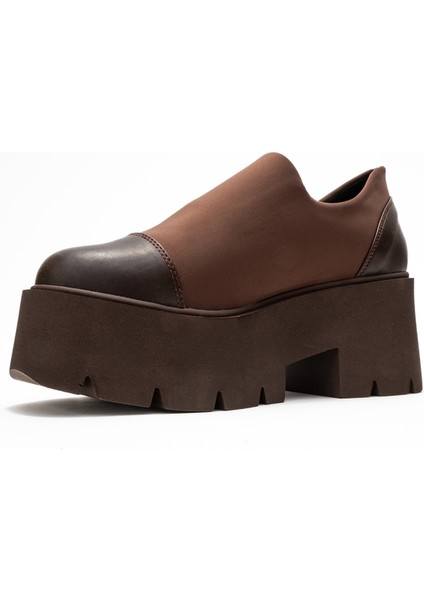 Grena Kahverengi Cilt Scuba Kadın Kalın Tabanlı Günlük Ayakkabı fırsatları