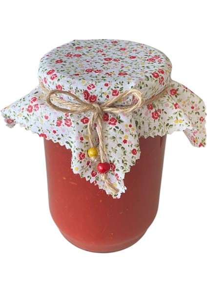 10 Adet Çıtır Çiçekli Kavanoz Kapağı Örtüsü ve Boncuklu Bağlama Ipi