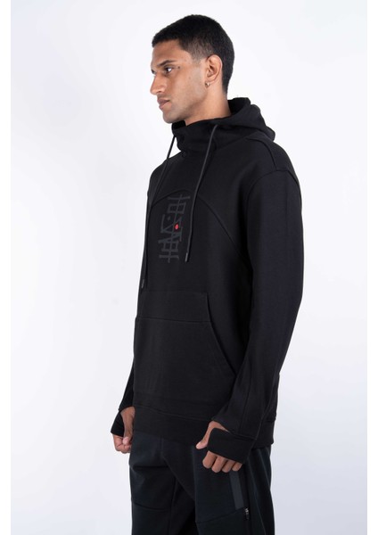 Erkek Regular Fit Kesim Detaylı Kapüşonlu Siyah Sweatshirt fiyatları