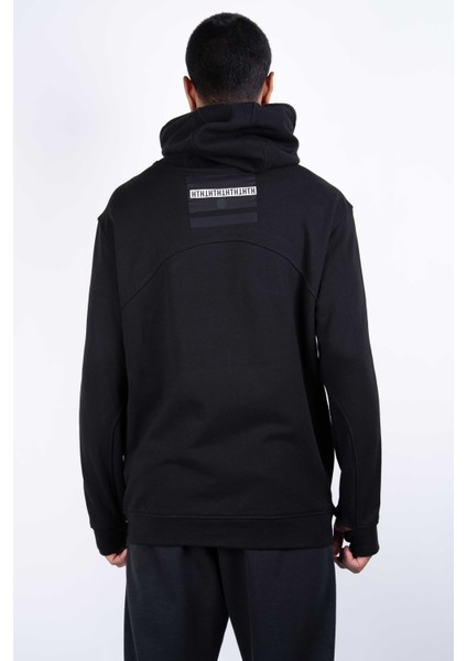 Erkek Regular Fit Kesim Detaylı Kapüşonlu Siyah Sweatshirt modelleri