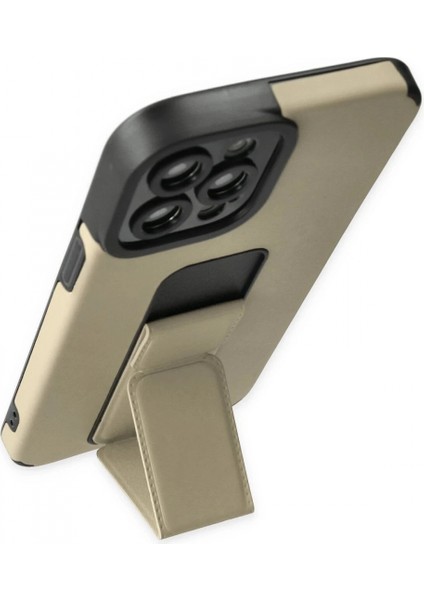 iPhone 12 Pro Max Kılıf Mega Standlı Silikon - Gold modelleri