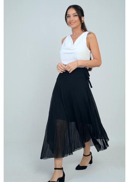 Kadın Yanları Kısa Astarlı Uzun Tül Etek fiyatları