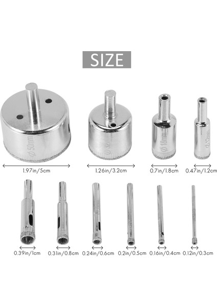 10 Adet Elmas Deliği Testere 3-50MM Matkap Ucu Testere Set Fayans Seramik Mermer Cam Kesici (Yurt Dışından) fırsatları