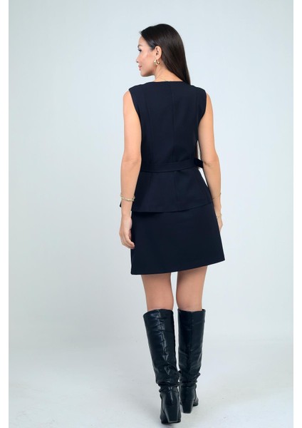 Kadın Kendinden Telalı Üst Astarlı Iki Parça Görünümlü Elbise fırsatları