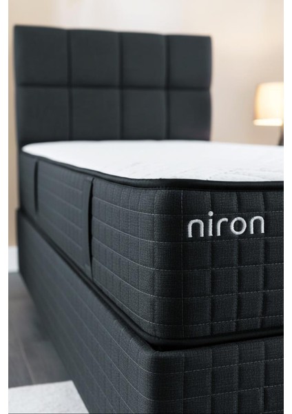 Nova Yatak 160X200 Çift Kişilik - 25 cm Paket Yaylı Ortopedik, Orta Sert, Antrasit, Pamuklu Kumaş